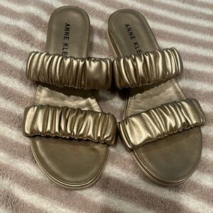 Anne Klein Gold Slip On Sandals size 9.5